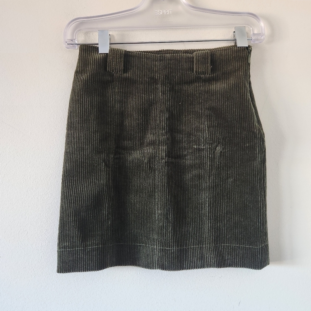 Esprit Olive Green Corduroy Mini Skirt